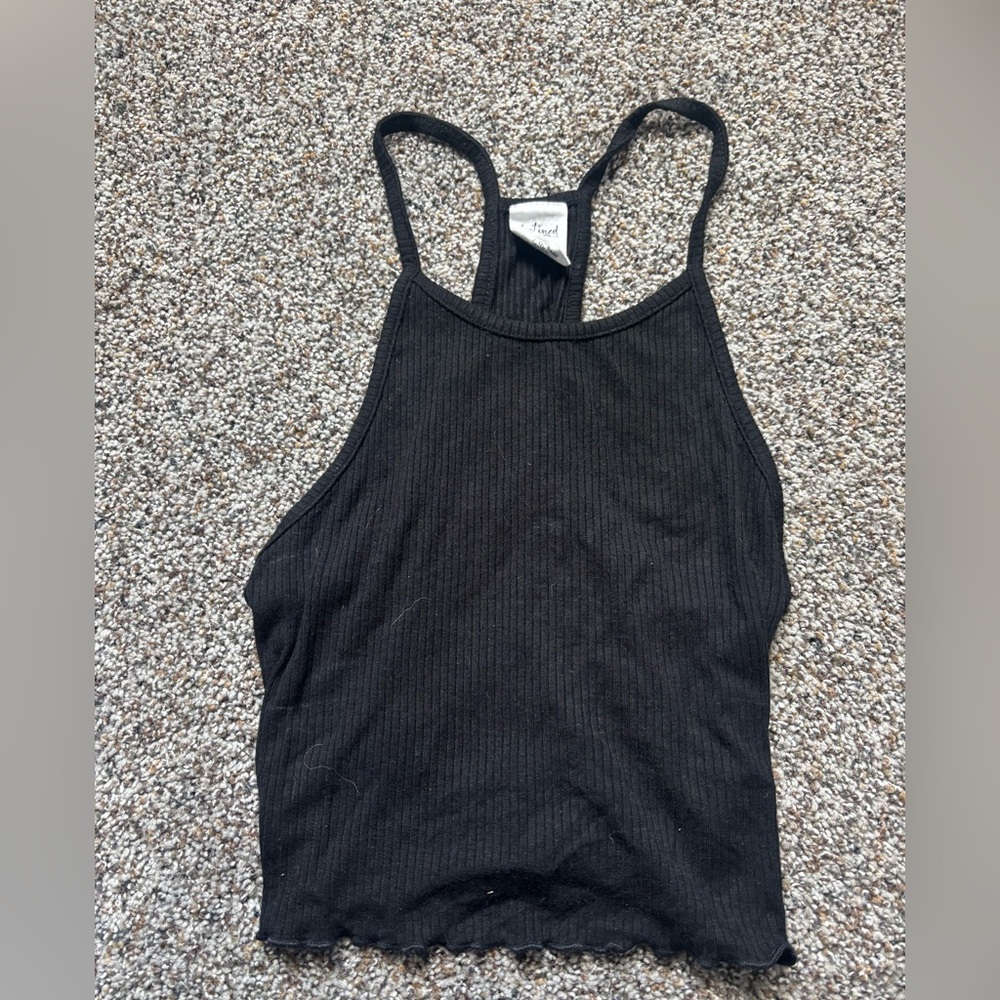 Black Ribbed Tank Top